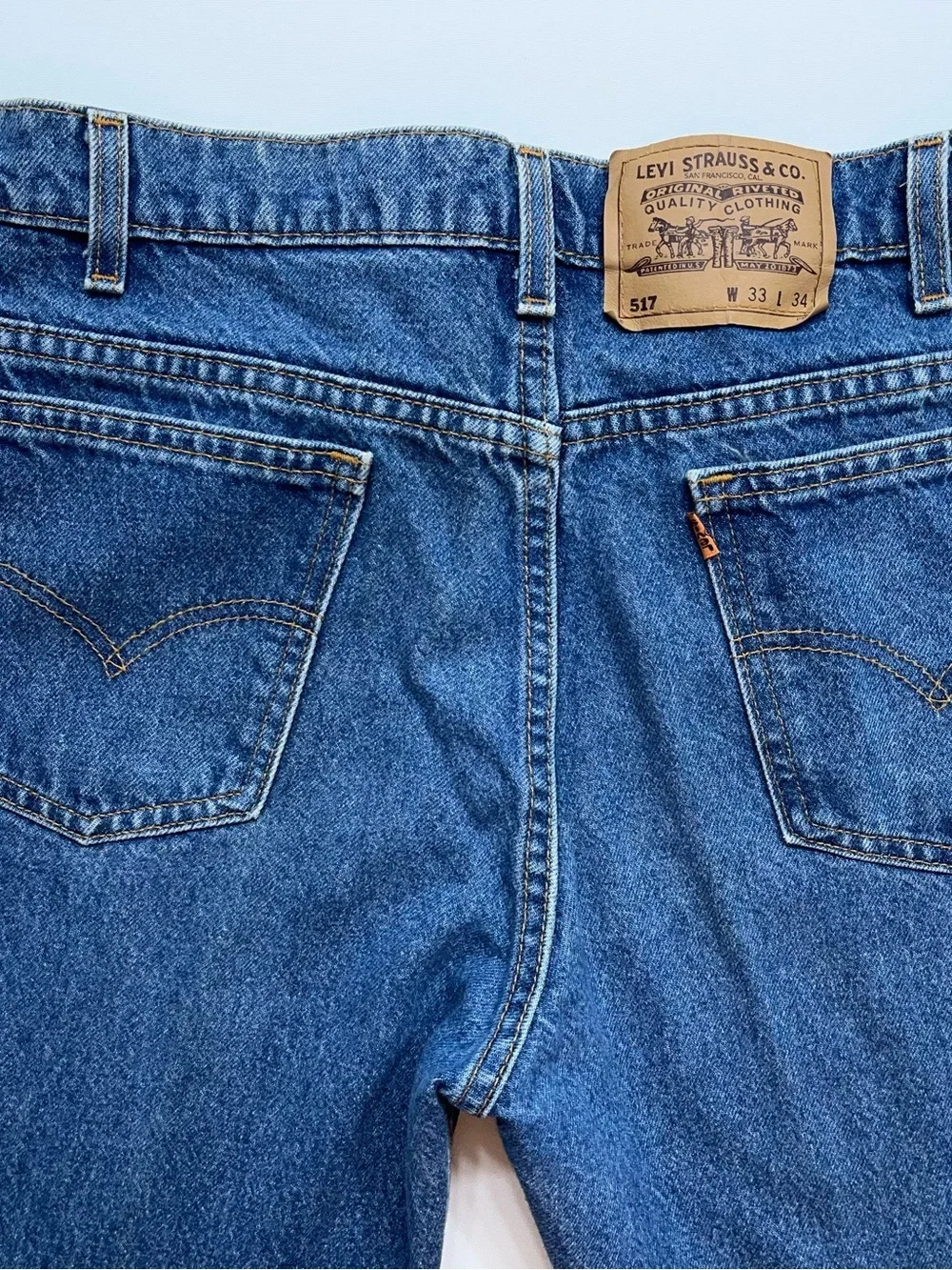 Vintage Levi’s Orange Tab Jeans Mens Size 33x34 517 Bootcut 90s Made in USA